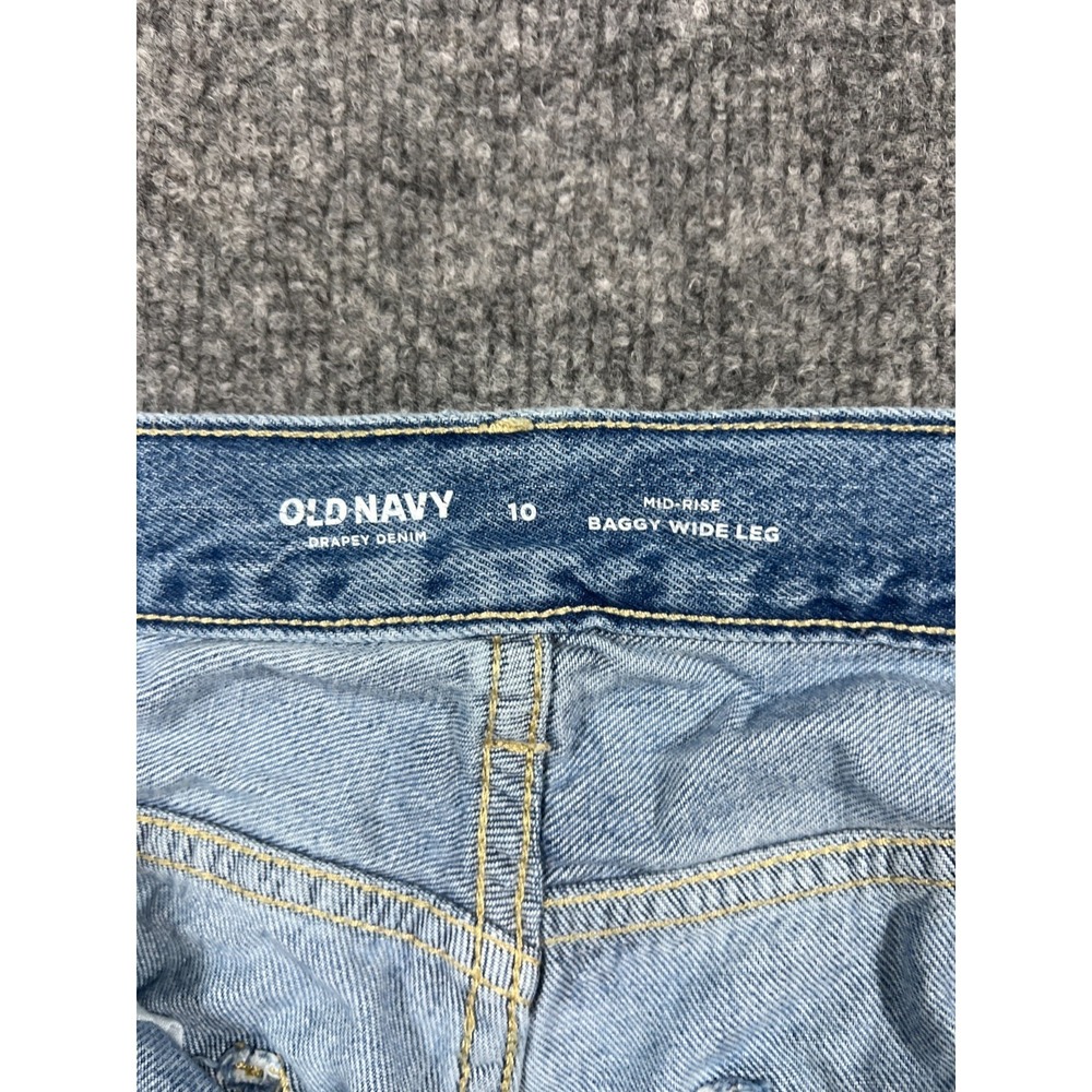 Old Navy Baggy Jeans womens 10 Blue Drapey Denim Cotton Preppy Mid-Rise Wide Leg - Picture 9 of 14